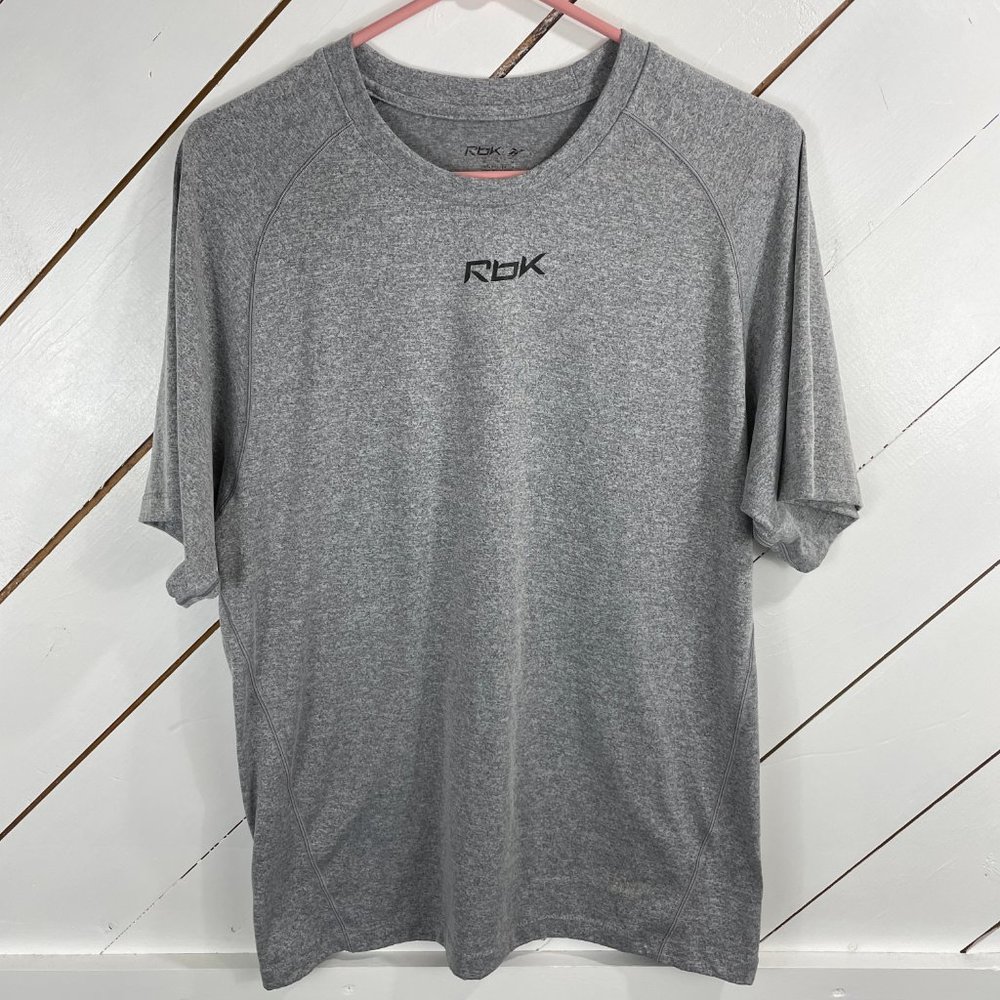 Rebook Mens Gray Plain Polyster T shirt Size M